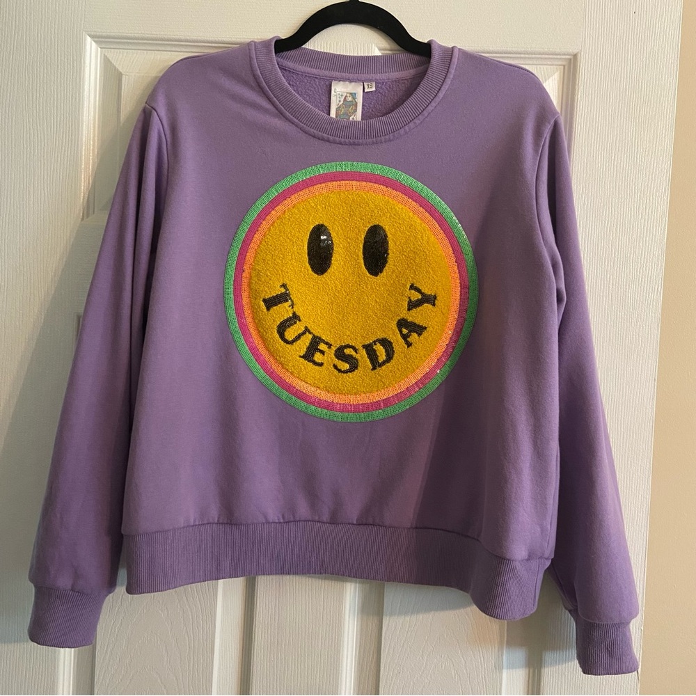 Purple Smiley Face Sweater